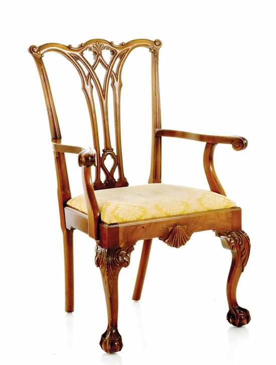 Appraisal: Chippendale style carved mahogany armchair American or English late th