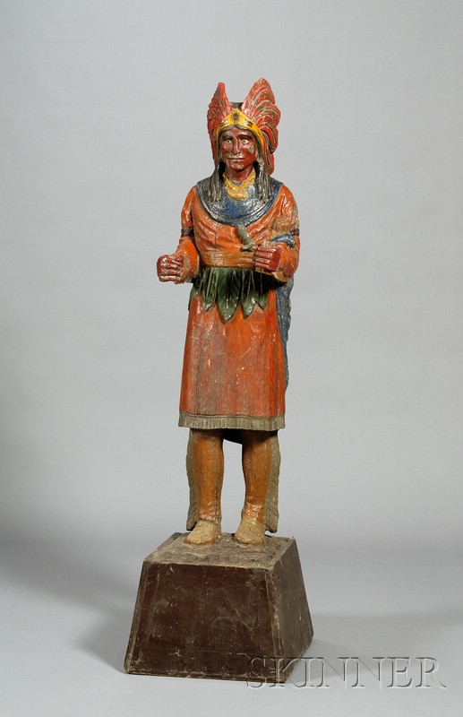 Appraisal: Carved and Painted Wooden Indian Tobacconist Figure America late th