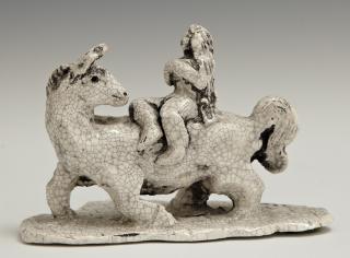 Appraisal: Steele Burden - Lady Godiva th c crackle glazed ceramic