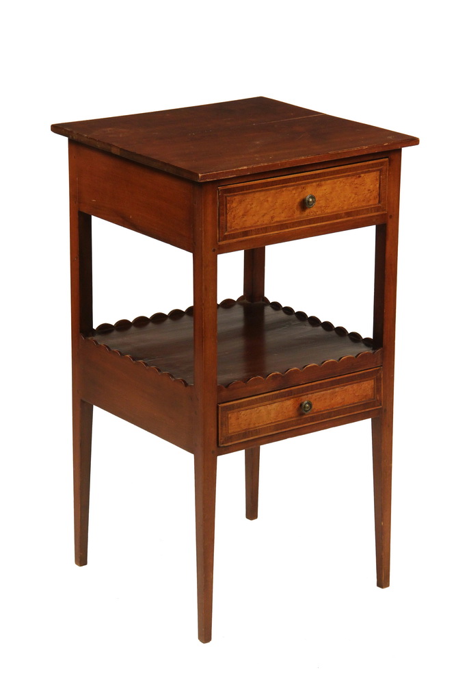 Appraisal: NEW HAMPSHIRE NIGHTSTAND - Fine Hepplewhite Cherrywood Two-Drawer Nightstand with