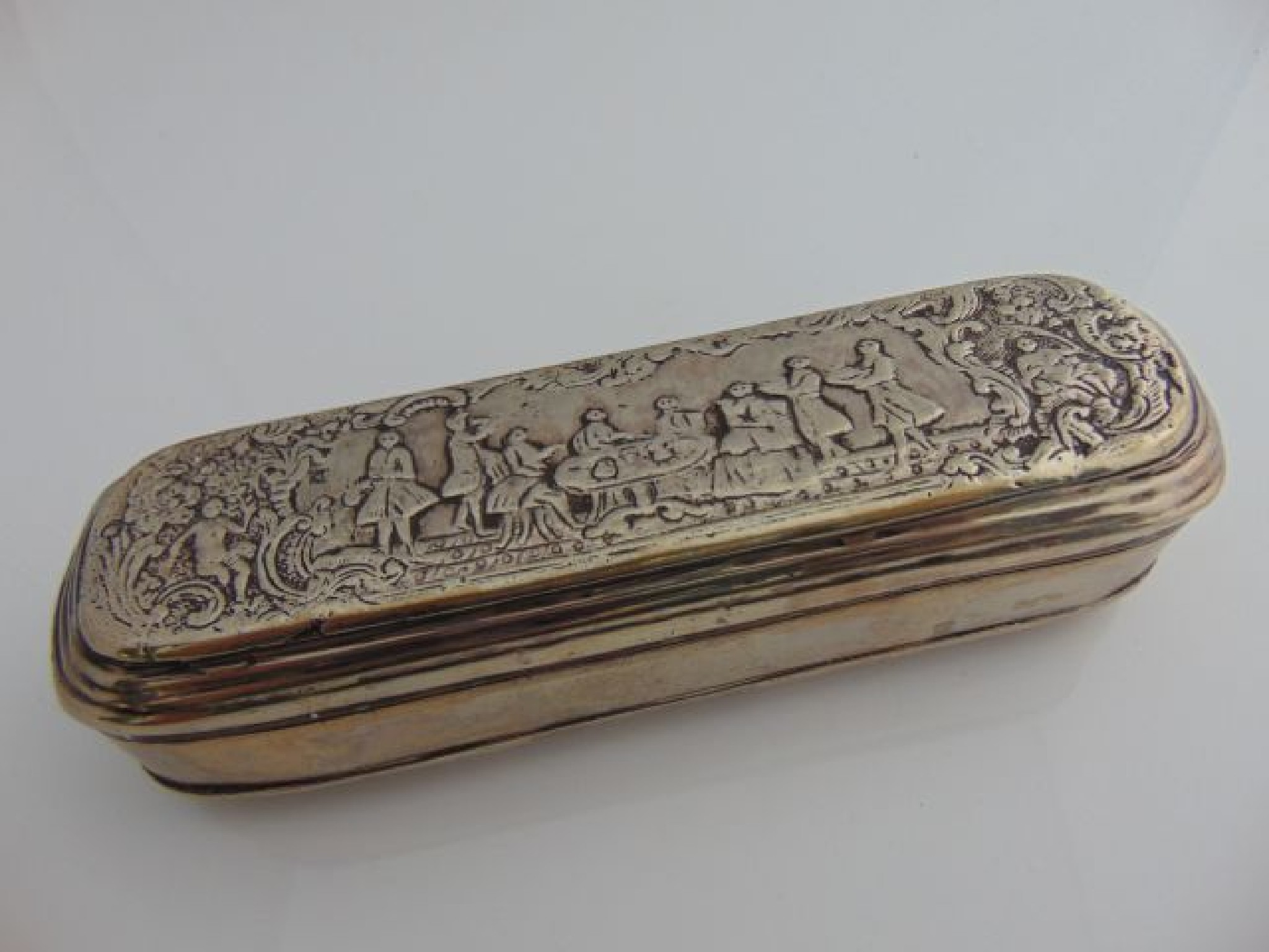 Appraisal: An th century Dutch silver on copper tobacco box cigar