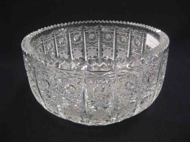 Appraisal: Cut Crystal Bowl frosted starbursts thick blank '' diameter ''