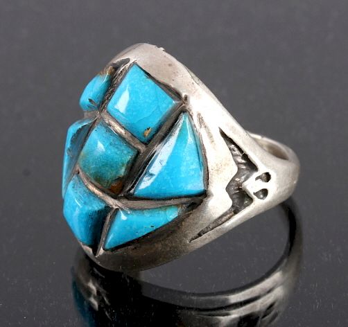 Appraisal: Navajo Sterling Silver Turquoise Ring This is a Navajo Native