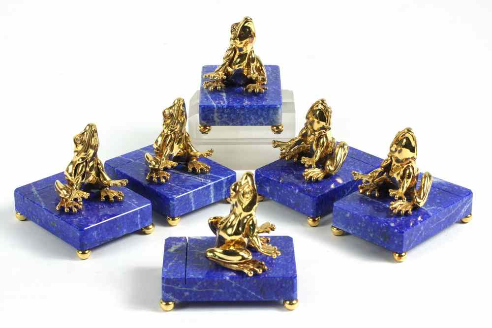 Appraisal: PLACE CARD HOLDERS - French Figural Gilt Sterling Place Card