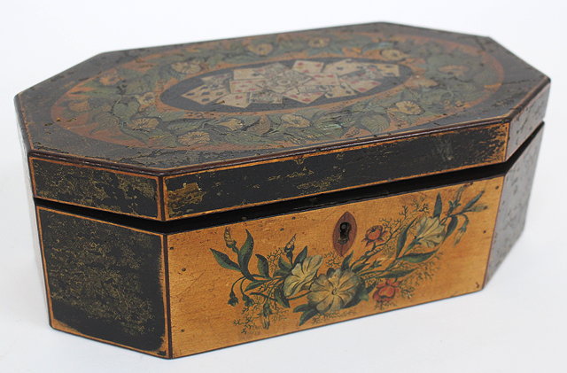 Appraisal: A LATE TH EARLY TH CENTURY PENWORK OCTAGONAL BOX the