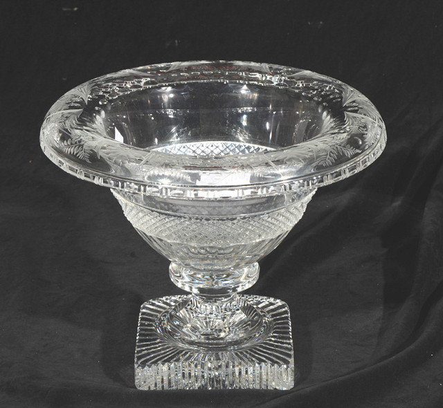 Appraisal: A CUT GLASS FRUIT BOWL with wheel engraved fold over