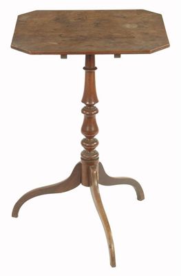 Appraisal: An early th century mahogany tripod table the canted cornered