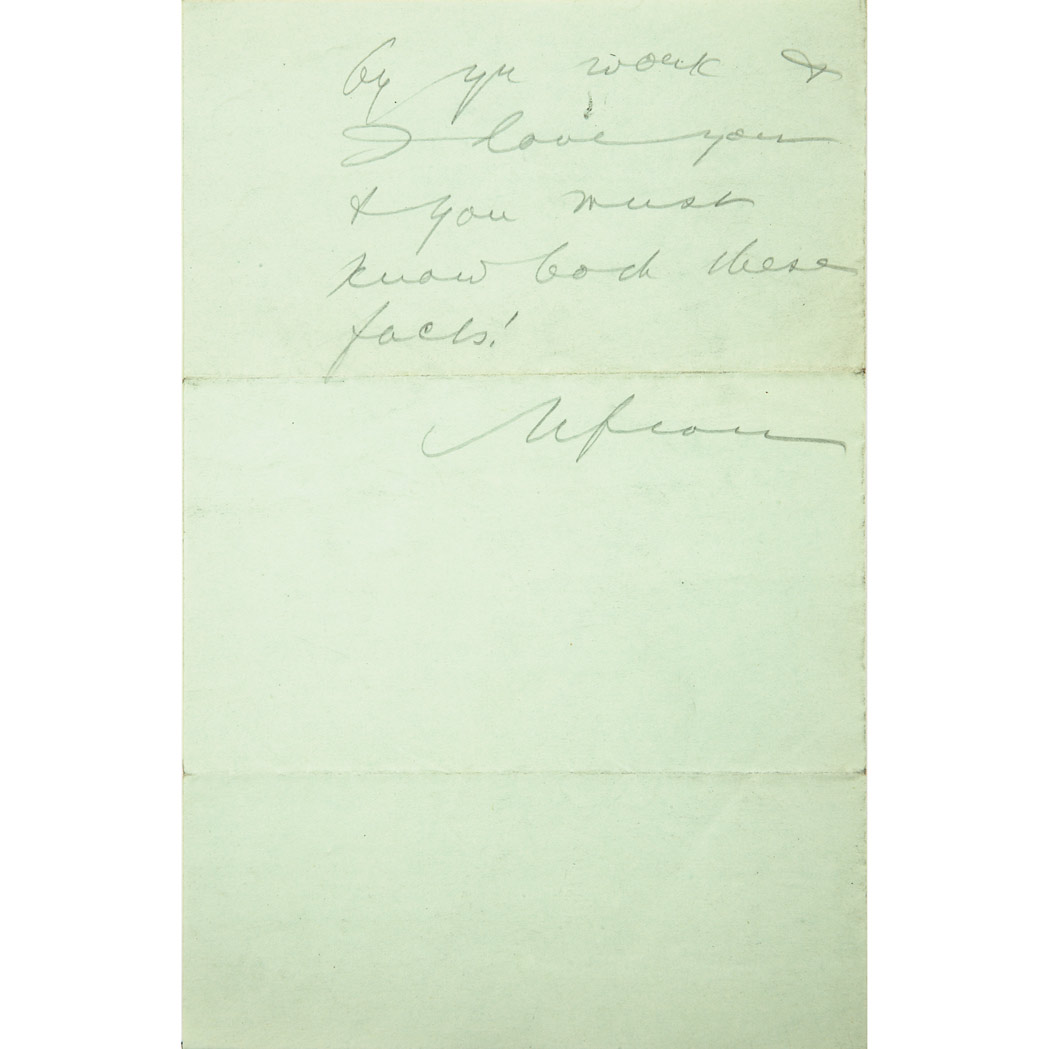 Appraisal: SINCLAIR UPTON Autographer letter signed to cartoonist Art Young Pasadena