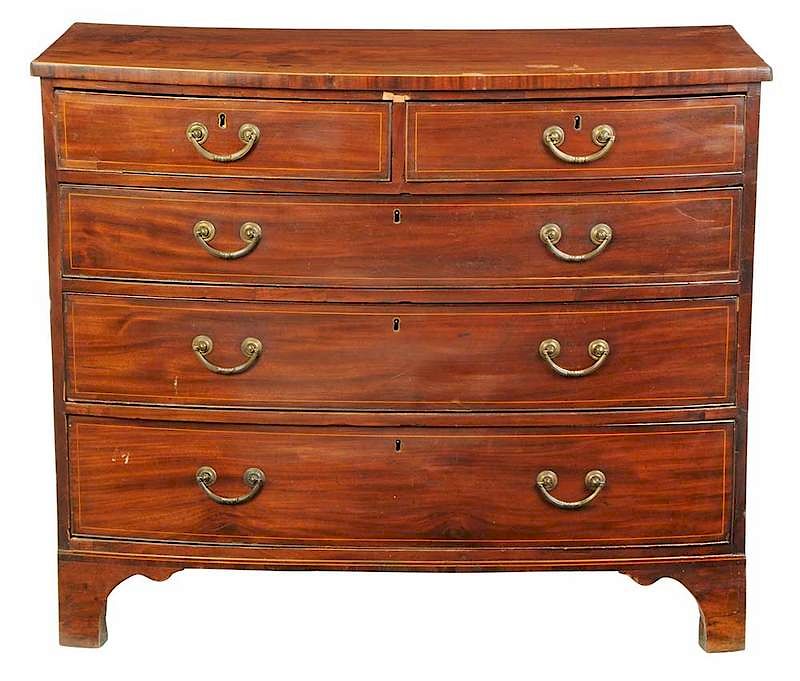 Appraisal: George III Inlaid Mahogany Bow Front Chest British early th