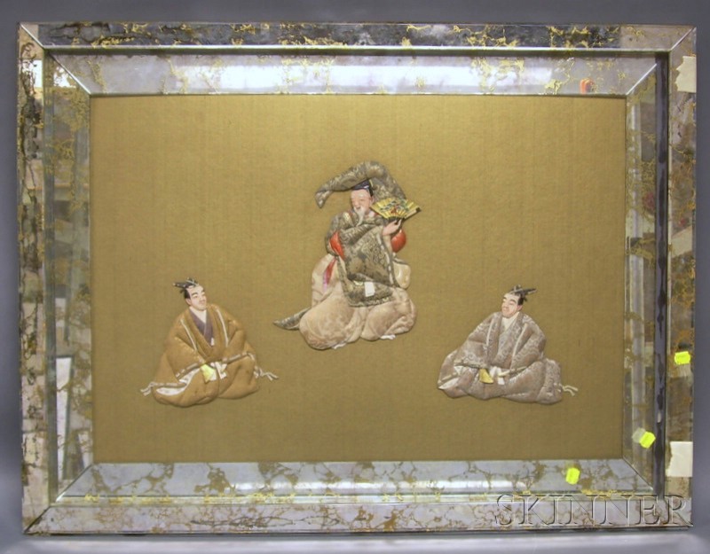 Appraisal: Textile Panel Japan early th century silk collage of courtiers