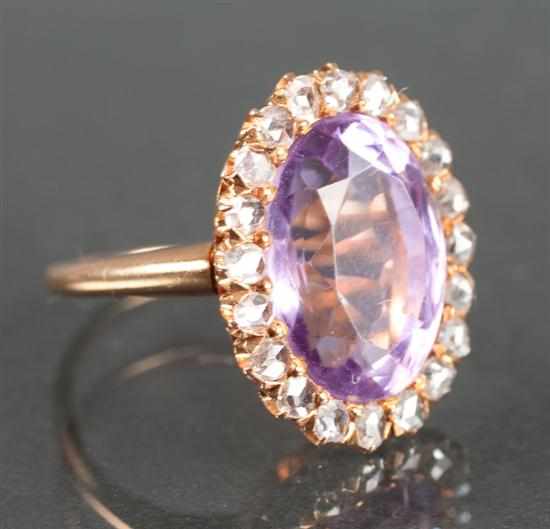 Appraisal: Victorian gold rose-cut diamond and amethyst cocktail ring amethyst approximately