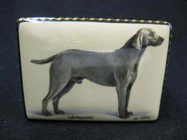 Appraisal: Russian Lacquerware Box of a Weimaraner artist signed '' x