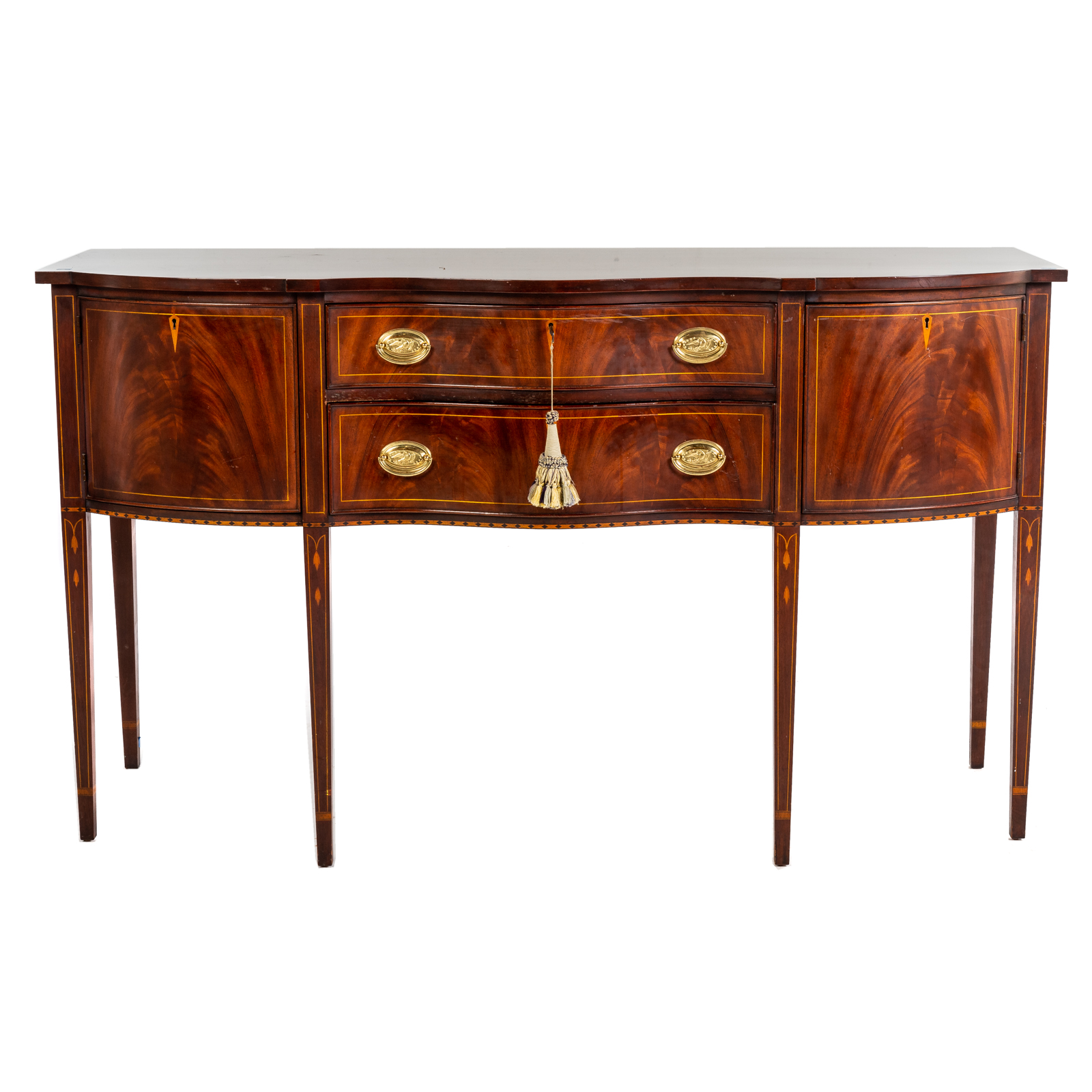 Appraisal: HENKEL HARRIS FEDERAL STYLE INLAID SIDEBOARD th century shaped top