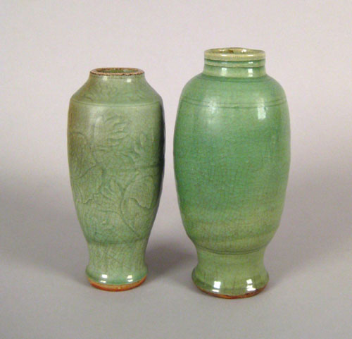 Appraisal: Two Chinese Ming dynasty celadon vases h and h