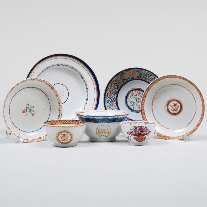 Appraisal: Group of Chinese Export Porcelain Wares Comprising A sepia decorated