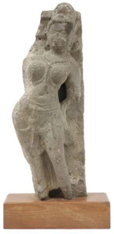 Appraisal: Carved stone Buddhist Yakshi figure India female figure in contrapposto