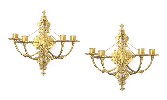 Appraisal: Sale Lot A Pair of Aesthetic Movement Gilt Bronze Four-Light