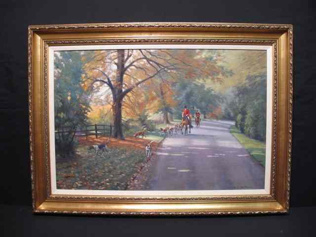 Appraisal: Neil Cawthorne oil on canvas painting ''First morning out'' Depicts