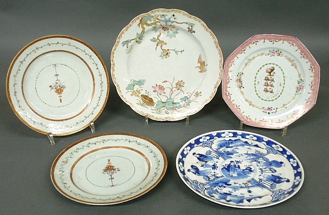 Appraisal: - Five Chinese export porcelain plates late thc early th