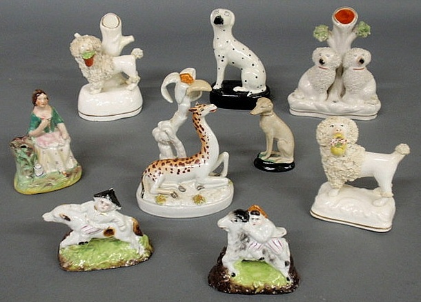 Appraisal: Nine small Staffordshire figures th th c largest h