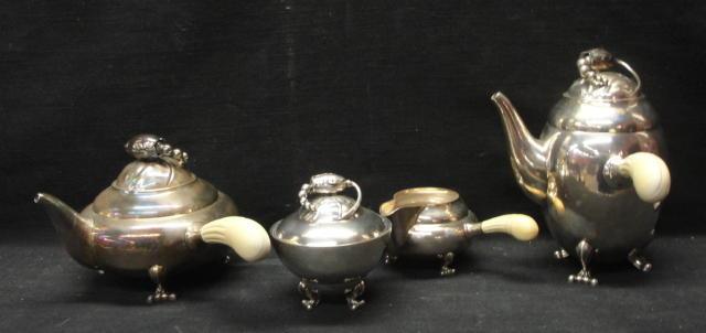 Appraisal: JENSEN Georg Denmark Sterling Blossom Coffee Service C A Designed