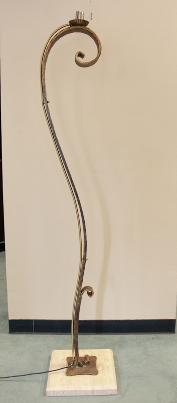 Appraisal: Tall Stylized Metal Lamp with Marble Base Made in Italy