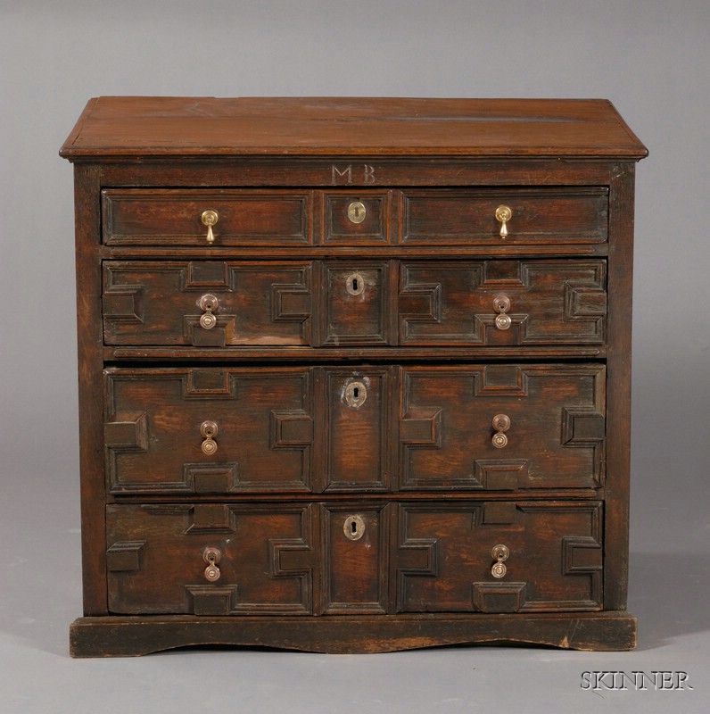 Appraisal: Jacobean Oak Chest of Drawers composed of antique elements rectangular