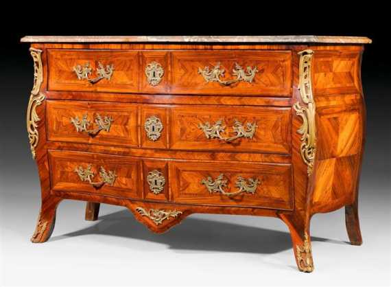 Appraisal: COMMODE Regence style Paris th century Tulipwood and rosewood in