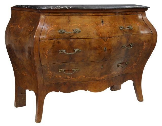 Appraisal: Italian Louis XV style burled walnut bombe commode th c