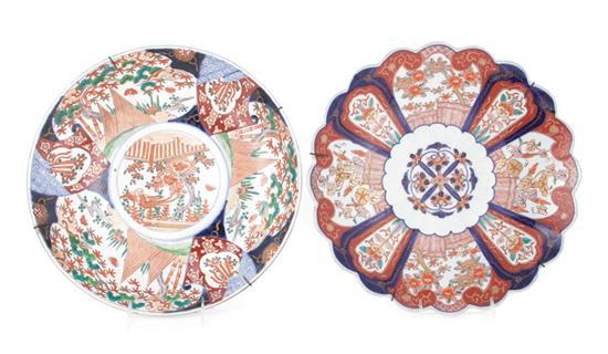 Appraisal: Japanese Imari porcelain chargers late th century Dia pcs Provenance