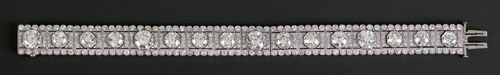 Appraisal: Diamond and platinum bracelet ca with four large diamonds two