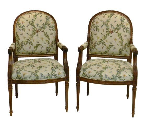 Appraisal: Pair of th C French style open carved and upholstered