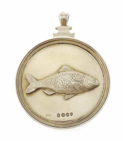 Appraisal: The Walton and Cotton Club silver-gilt prize medal fish right