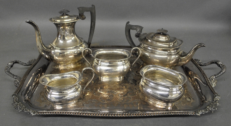 Appraisal: - English silver five-piece tea service tallest piece h approx