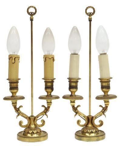 Appraisal: pair French gilt metal bouillotte lamps early th c center