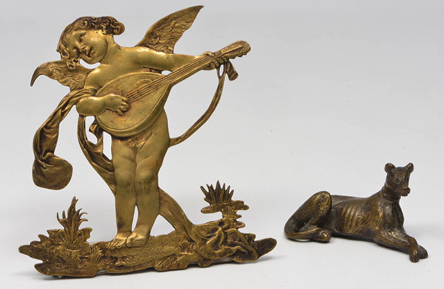 Appraisal: A CONTINENTAL GILT BRASS FURNITURE MOUNT in the form of