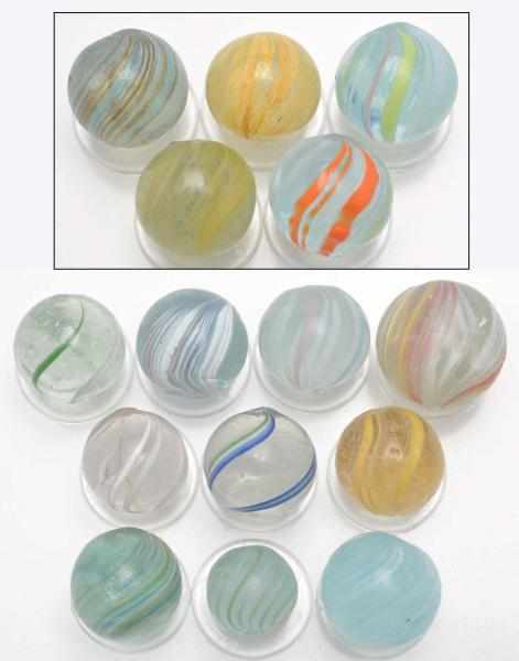 Appraisal: Lot of Banded Transparent Swirls Description Nice variety of multicolored