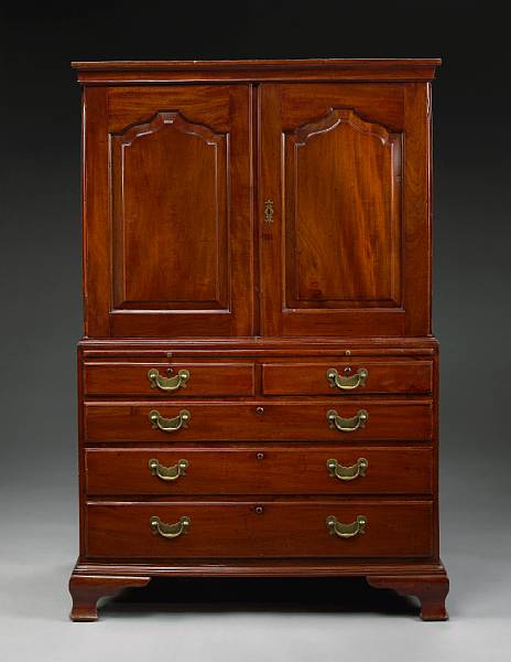 Appraisal: A George II III mahogany linen press third quarter th