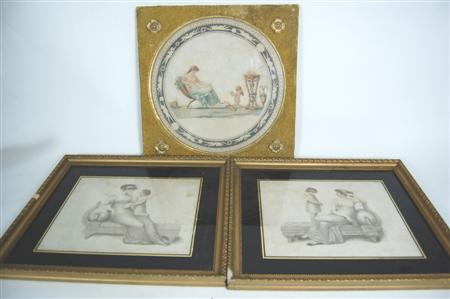 Appraisal: PAIR OF NEO-CLASSICAL STYLE PRINTS EARLY TH CENTURY depicting young