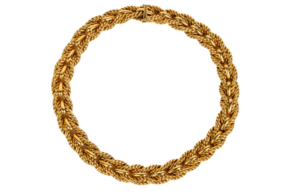 Appraisal: KARAT YELLOW GOLD COLLAR NECKLACEthe braided collar-style necklace composed of