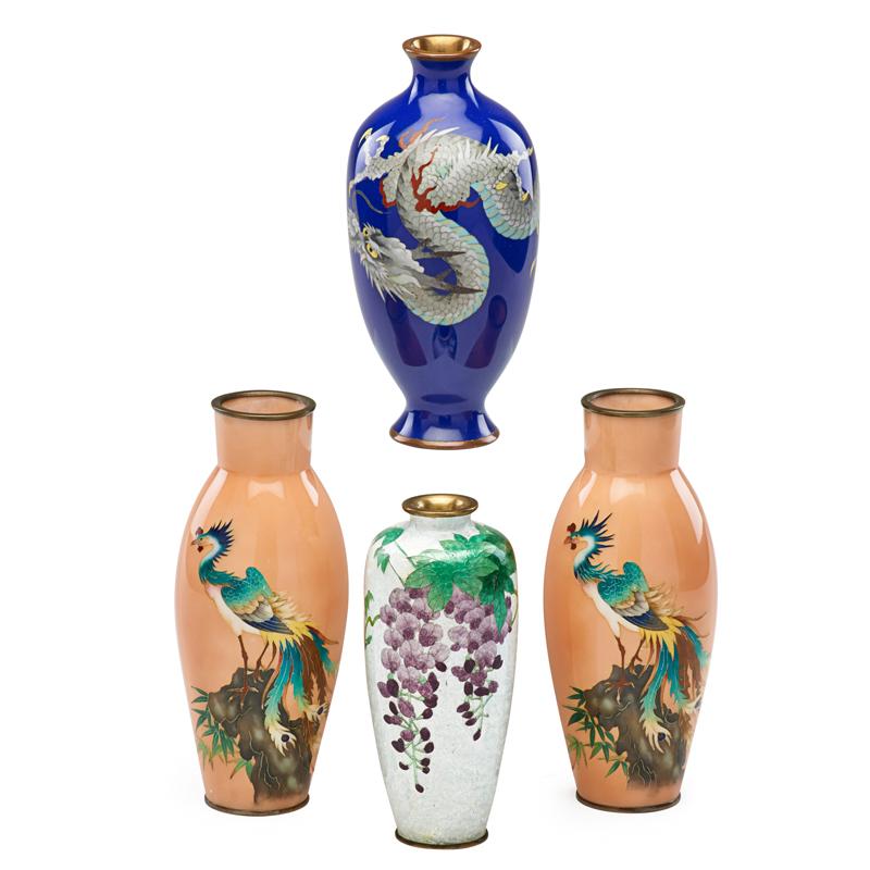 Appraisal: JAPANESE CLOISONNE VASES Condition Report