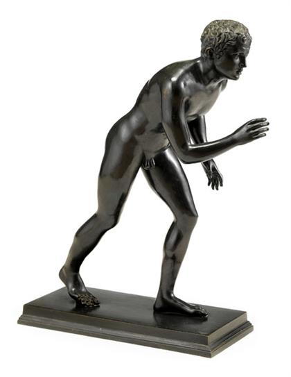 Appraisal: After the antique running athlete Bronze dark brown patina modeled