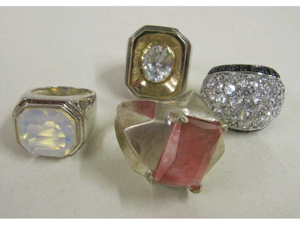 Appraisal: Three silver gem set dress rings and one other