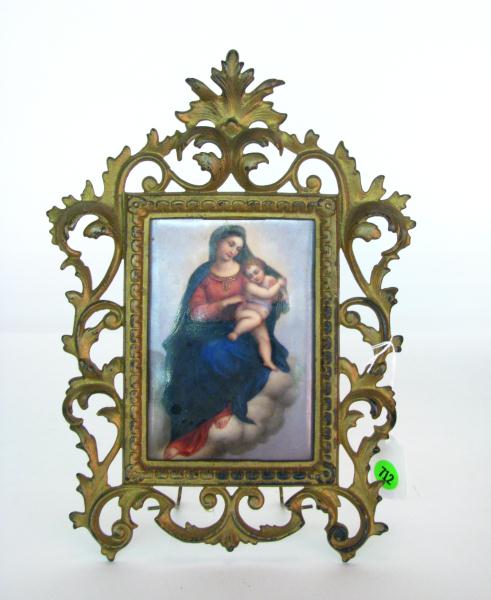 Appraisal: Antique Framed Hand Painted Porcelain Religious Plaque depicting Mary and