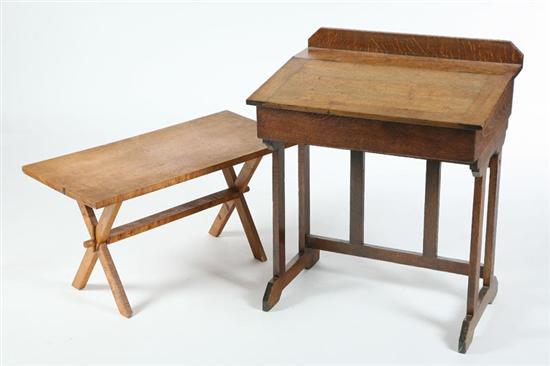 Appraisal: TWO PIECES OF CHILDREN'S FURNITURE A birdseye maple sawbuck table