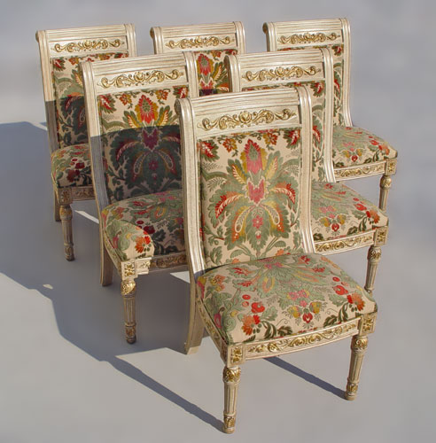 Appraisal: SET OF ITALIAN GILT DINING CHAIRS Late th C gilt