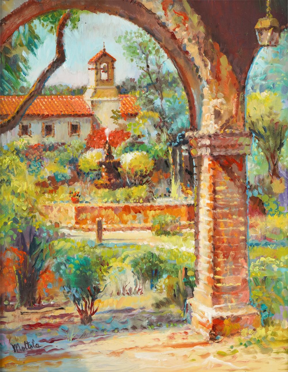 Appraisal: FILASTRO MOTTOLA - SAN JUAN CAPISTRANO MISSIONoil on board signed