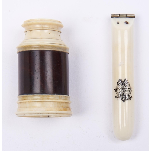 Appraisal: A turned ivory and wood spy glass early th c