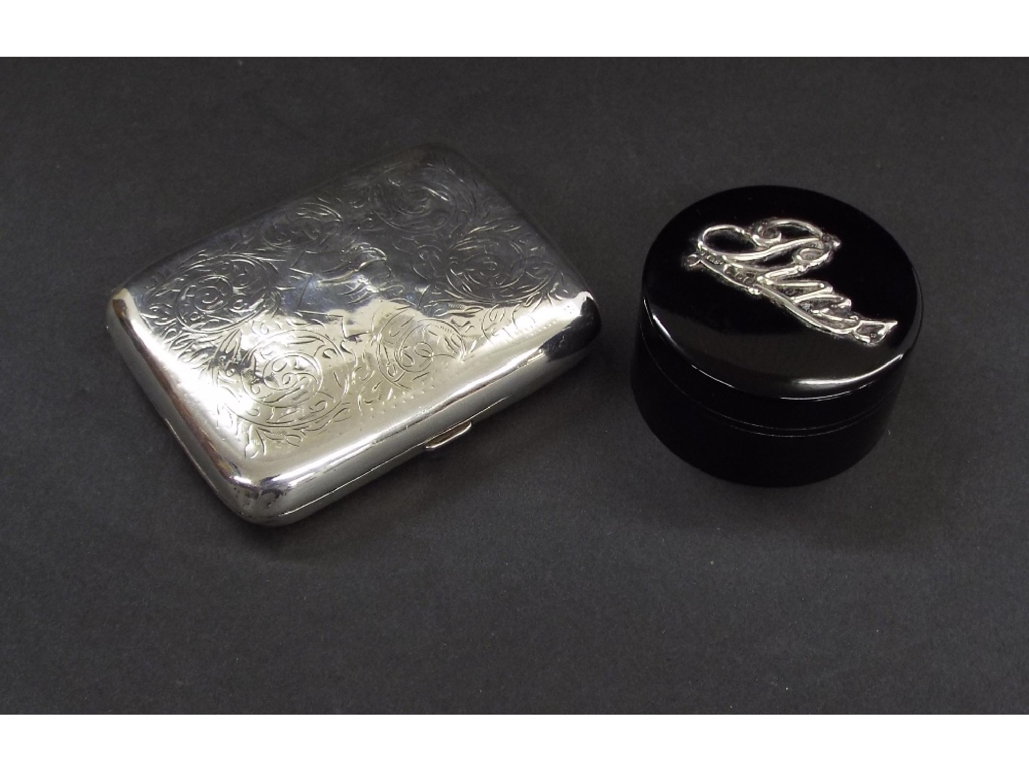 Appraisal: Edwardian silver cigarette case engraved with scrolled foliage and monogrammed