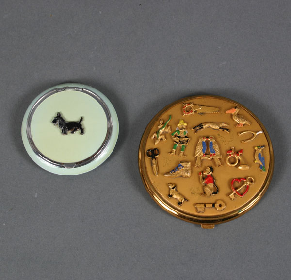 Appraisal: Vintage compacts one with enameled scottie dog one with enameled